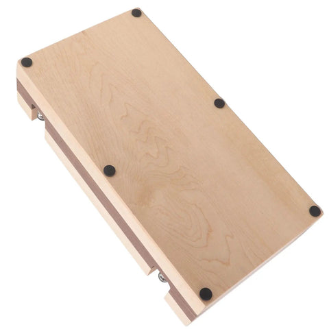Premium Walnut Wood Coffee Knock Box And Espresso Tamper Stand Holder With Anti Slip Base view of top surface and rubber feet