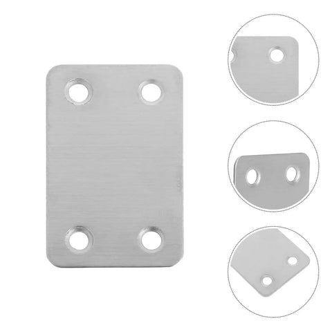 48 Pack Stainless Steel Flat Brace Brackets For Wood Furniture And Shelves 1.1mm Thick Plates With 5mm Holes Corner Support