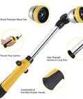 16 Inch Garden Watering Wand with 180 Degree Rotating Head and Thumb Control Shut Off Valve Eight Pattern Heavy Duty Hose Nozzle in Yellow