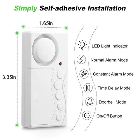 Freezer Door Alarm With Adjustable Delay For Doors Left Open Wireless Refrigerator Alert showing dimensions and features