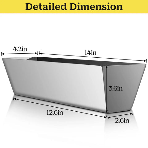 Heavy Duty 12 Inch Stainless Steel Mud Pan For Drywall, Watertight Reinforced Pan With Tapered Sides, Pro Grade Mud Mixing dimensions