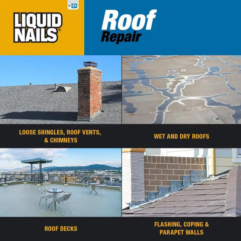 Roof Sealant RR808 For All Weather Leaks And Ice Damage, repairing loose shingles, vents, chimneys, roof decks, and wet roofs