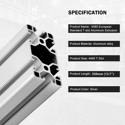 2 Pack 4080 T Slot Aluminum Extrusion 350mm Silver Profile 40x80 T Slotted Framing European Standard Anodized Linear Rail