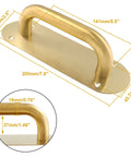 Gold Stainless Steel Barn Door Handle Pull Plates Set Of 2 With Mounting Screws, 7.8 x 2.5 inch, diagram view, sliding doors and cabinets