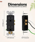 Slick Glossy Black Decorator Wall Outlet 10 Pack Features Tamper Resist Shutters Self Grounding 15 Amp Residential Grade dimensions image