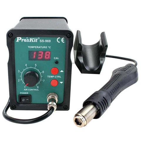 Hot Air Soldering Station For BGA And SMD Rework With Digital Display, 220V Pro Grade Hot Air Tool, soldering iron, and stand