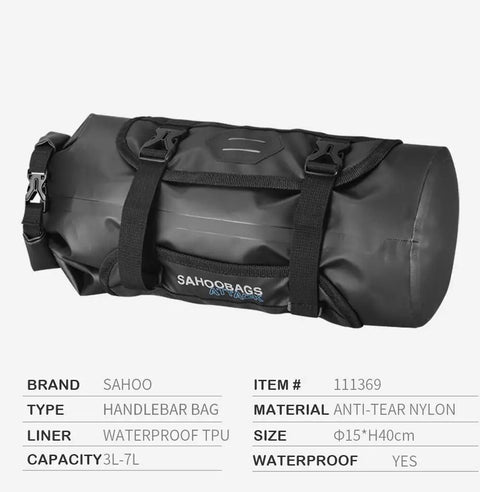 Waterproof Adjustable Capacity Bike Handlebar Bag With Detachable Dry Pack Ride Ready 3L To 7L Expandable Storage, nylon outer