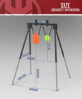 AR500 Steel Target Kit For Shooting Stand System With Height Adjustable Frame showing dimensions and two targets