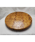 16 Inch Lazy Susan Serving Tray Made From Plywood And Hardwood Round Wood Display with a Chevron Pattern
