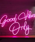 Pink LED Neon Sign For Wall Decor Good Vibes Only Neon Sign 23.5x15.5 Inch Perfect For Bedroom Parties Bars Pubs Clubs And Home