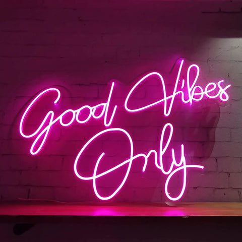 Pink LED Neon Sign For Wall Decor Good Vibes Only Neon Sign 23.5x15.5 Inch Perfect For Bedroom Parties Bars Pubs Clubs And Home