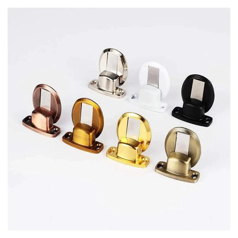 Gold Invisible Magnetic Door Stopper With Wall Or Floor Mount Catch Keeps Bedroom Or Indoor Doors Locked In Place At Set Angle For Hidden Sleek Installation And Smashing Home Vibe, assorted color finishes