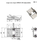 High-torque damping hinge, 304 stainless steel, adjustable free-stop and position, 1 piece, 20 N·m.