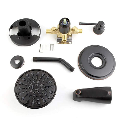 Oil-Rubbed Bronze Shower Faucet Set With Tub Spout And 6 Inch Shower Head, Tub And Shower Trim Kit, Single Handle Bath System