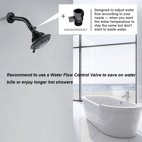 High Pressure Rain Shower Head With Fixed Shower Mount, 5 Spray Settings, adjustable valve, oil rubbed bronze, in bathroom