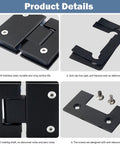 Ultra Heavy Duty Shower Glass Door Hinges Matte Black Two Way Pivot Hardware Built Different For Frameless Bathroom Doors 8 To 12 Millimeter Thick showing detailed hinge parts and screws.