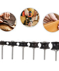 Top Shelf 6 Piece Ebony Leather Burnisher Tool Set Slicker For Smooth Edge Finishing durable hand tools with steel tips.