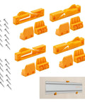 Track Saw Guide Rail Mounts 4 Pack Universal ABS Wall And Ceiling Storage Rack Kit with screws and installation example