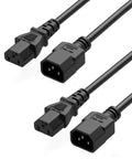 Built Tough Rock Solid 10 Foot Power Extension Cord 2 Pack With 18 Awg Heavy Gauge Wiring C14 Male To C13 Female Connector