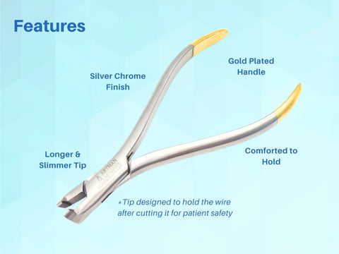 Orthodontic Distal End Wire Cutter With Large Handle, Tungsten Carbide Inserts And Safety Lock, Great For Thick Wires 0.014 To 0.019 By 0.025 Inches
