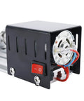 Close-up of Mini CNC Lathe Tool Set power motor, showing adjustable speed switch and aluminum alloy casing, 100W high power.