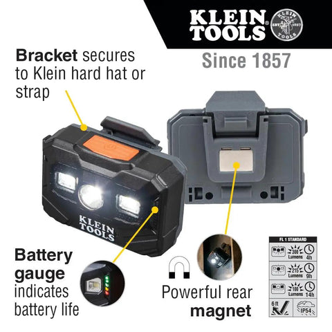 Rechargeable LED Headlamp for Hard Hats, 300 Lumen Work Light with All Day Runtime, 3 Modes, Magnetic Mount, bracket