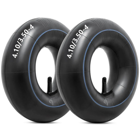Heavy Duty 4.10/3.50-4 Inner Tube Set With TR-13 Straight Valve, two tubes for wheelbarrows and mowers
