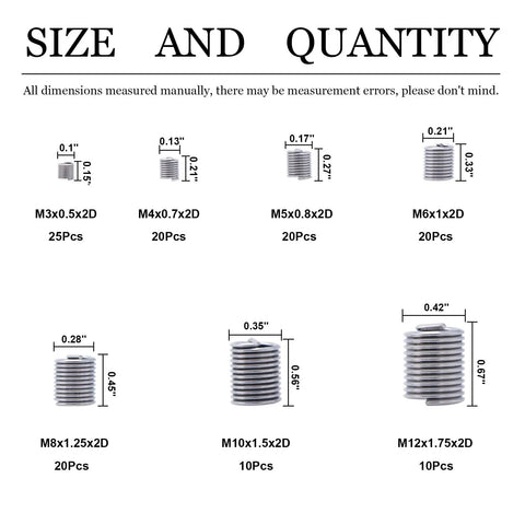 Rock Solid 304 Stainless Steel Thread Repair Insert Kit With 125 Precision Wire Sleeves For Metric Fasteners Designed To Fix Stripped Threads Dead Simple And Straight Up No Sweat
