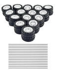 30 Piece Toy Car Wheel Set With 2Mm Shafts And 15 Metal Axles For RC Cars Trucks And DIY Robots Plastic Tire Wheels