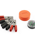Homemade Electromagnet Do It Yourself Kit for Physics Experiments and Science Projects with clips, foam piece, and compass.