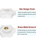 Star Knobs M6 Female Thread 32mm White Heads Through Hole Brass Insert Screw In Clamping Hand Knobs 4 Pack For Machines