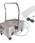 Heavy Duty Mobile Fryer Filter Machine 38L Commercial Oil Filtration System on wheels with stainless steel body and various accessories.