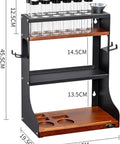 Wall Mounted Coffee Bean Storage With 12 Glass Dosing Tubes And Espresso Tools Organizer, Solid Wood Kitchen Rack with glass tubes and wooden shelves.