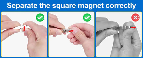 Correct techniques for separating Super Badass N48 Neodymium Cube Magnets 1/4 Inch 6Mm Size for safe use.