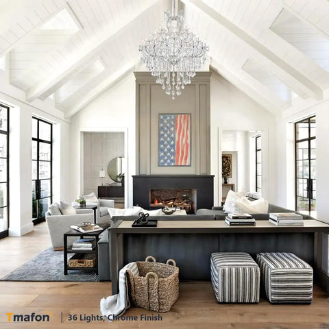 Living room with Modern Crystal Chandeliers For Dining Room And Home Four Light K9 Crystal Pendant Lamp With Adjustable Height