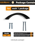 Package contents of 3 Inch Arch Twisted Matte Black Cabinet Pulls 10 Pack Heavy Duty Zinc Alloy Handles shown with screws