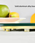 Close-up of Big Ol Tempered Glass Lazy Susan Turntable For Dining Table with solid aluminum alloy base on 8mm thick glass