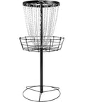 Black Hole Lite 24-Chain Disc Golf Basket Target with beefy all metal frame and stable base, lightweight chains visible