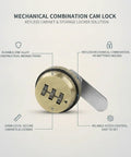 Mechanical Combination Cam Lock Keyless Cabinet Lock For File Cabinets And Storage Lockers With Personal Code, bronze finish