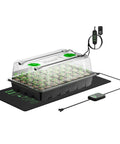 40-Cell Seed Starter Trays Kit With LED Grow Lights, 10x20.75 Inch Seedling Heat Mat, 3.6 Inch High Dome Cover, Adjustable Vents, Black Tray