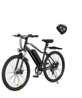 Power Packed 500W Peak Electric Bike For Adults With Up To 60 Mile Range Removable Battery 20 MPH Assist 7 Speed Gearing 26 Inch Tires Shock Absorber Slick Commuter E Bike, black