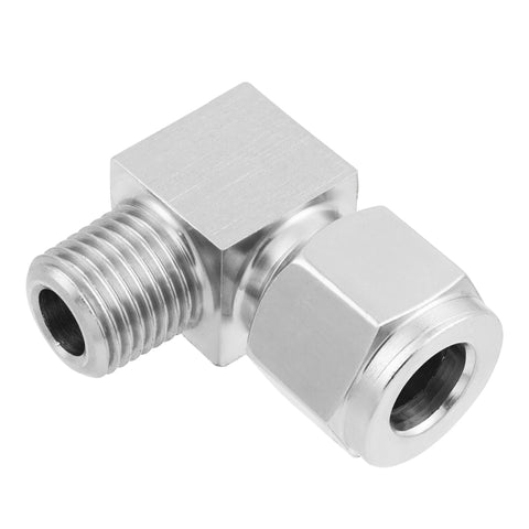 Yoebor stainless steel 304 90-degree compression elbow fitting, 3/8 in OD to 3/8 in NPT male, double ferrules, pack of 2