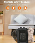 Compact Ceramic Space Heater With 1500W And 900W Modes, 1 Second Fast Heat, safety features, cat next to heater, indoor setting