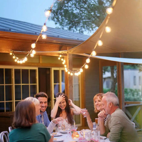 Super Tough Shatterproof Outdoor String Lights 100ft With Dimmable Vintage Edison Led Filament Bulbs That Give Off That Cozy Warm 2200k Glow Over Patio Gathering