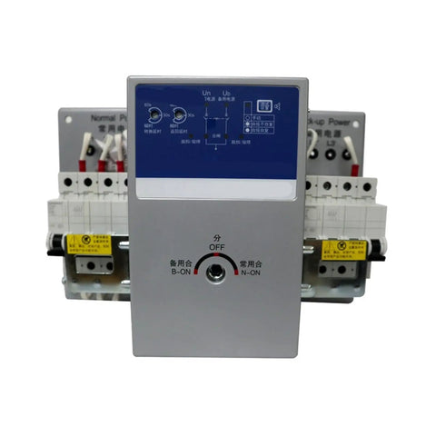 Dual Power Source Automatic Transfer Switch 4P 50A For 400V AC Power Backup Easy Install Rock Solid Operation Low Maintenance Broad Application Reliable Emergency Power Switch front view with control panel