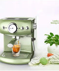 Semi Automatic Espresso Machine 19 Bar Pump With Pressure Gauge Dual Temperature Control For Home Use Retro Green Design