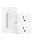 Remote Control Outlet With Wall Mount Switch And Detachable Magnetic Remote Two Independent Sockets No Wiring Needed shown.