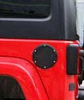 Jeep Wrangler 2007 2018 Gas Cap Fuel Door Cover No Locking Gas Tank Cover For JK JKU Rugged ABS installed on red vehicle