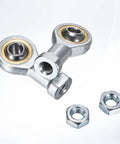 2 Pack PHSA4 Rod End Bearing Set, 1/4 Inch Bore, 1/4-28 Right Thread, Self Lubricating Female Thread Steel Joint Rod Ends With Jam Nuts, Heavy Duty Multipurpose Use For Forging Machines, Hydraulic Cylinders, CNC Equipment, And Automotive Linkages, with jam nuts