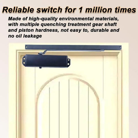 Heavy Duty Hydraulic Automatic Door Closer With Premium Slide Rail System For 88 To 187 Lbs Doors mounted on wooden door